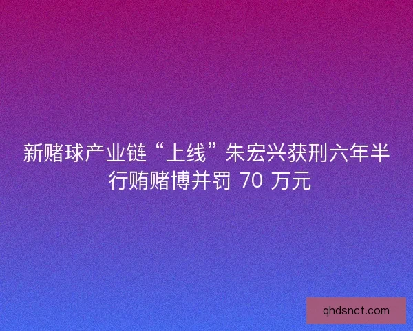 新赌球产业链 “上线” 朱宏兴获刑六年半 行贿赌博并罚 70 万元