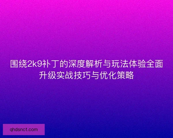 围绕2k9补丁的深度解析与玩法体验全面升级实战技巧与优化策略