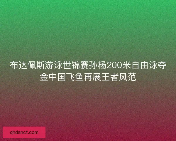 布达佩斯游泳世锦赛孙杨200米自由泳夺金中国飞鱼再展王者风范