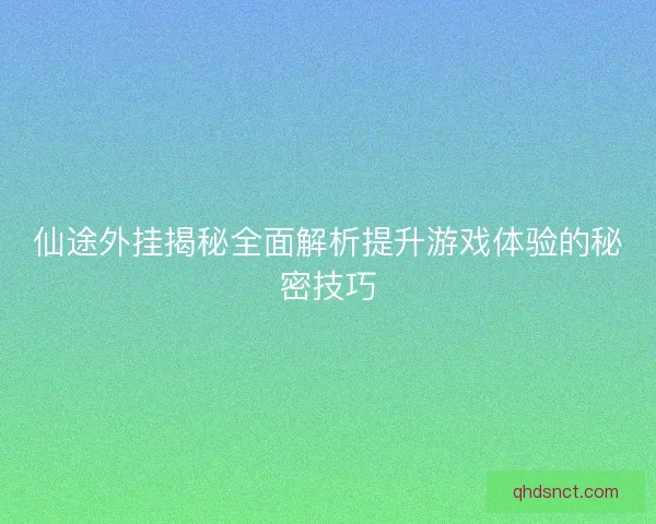 仙途外挂揭秘全面解析提升游戏体验的秘密技巧