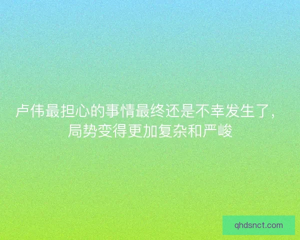 卢伟最担心的事情最终还是不幸发生了,局势变得更加复杂和严峻 卢伟最担心的事情最终还是不幸发生了,局势变得更加复杂和严峻
